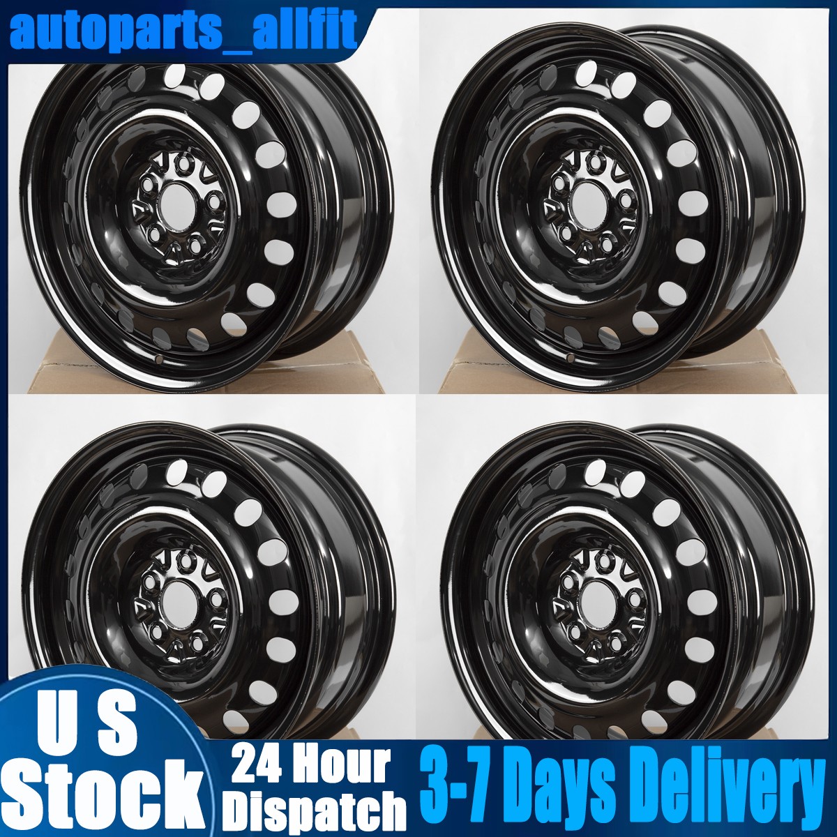 Set of 4 New 17\'\' Wheel Black For Toyota RAV4 2019-2024 17 Inch Black Steel Rim