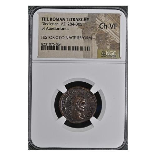 Bronze Roman AE Antoninianus AD284-305 NGC CH-VF Coin Diocletian