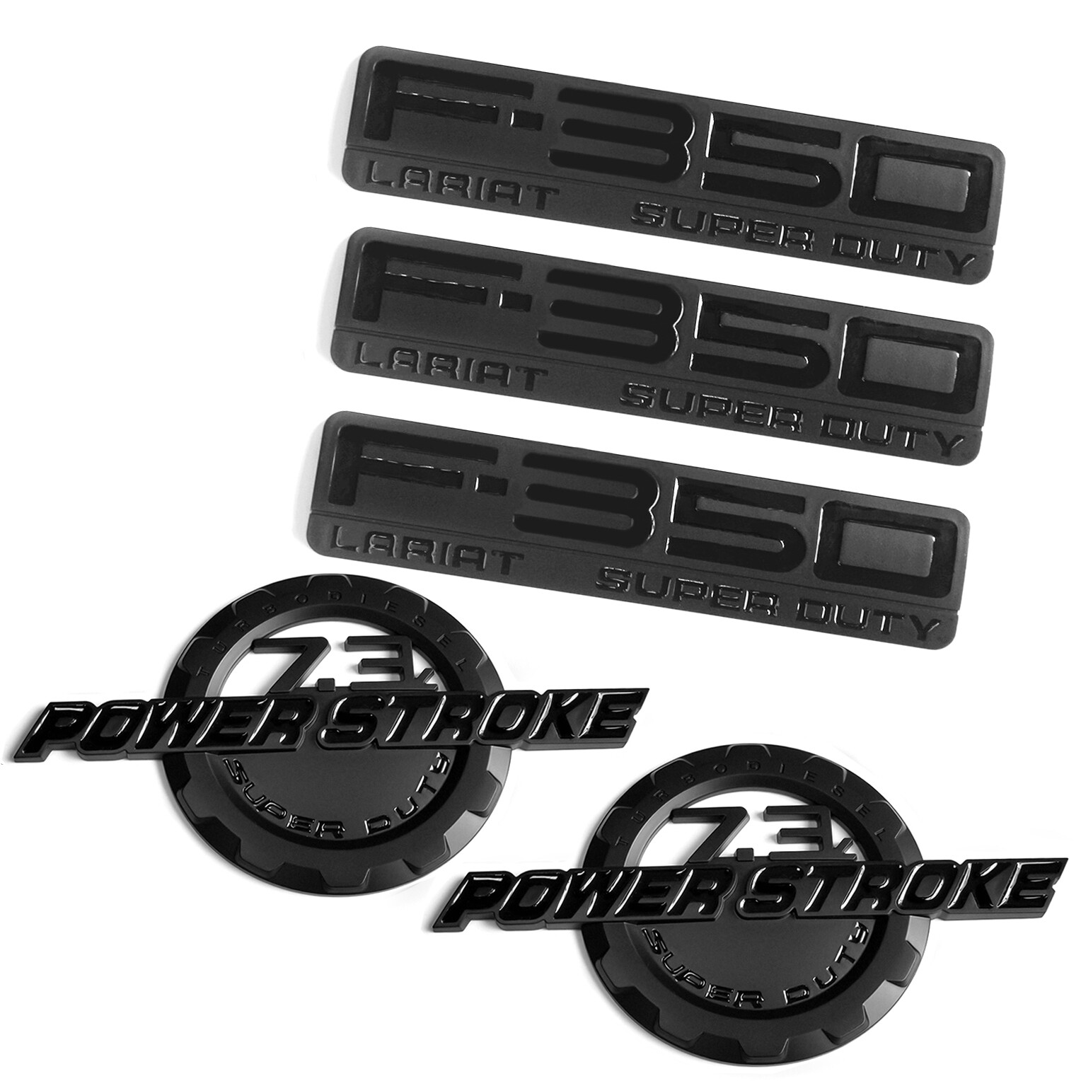 5 OEM 7.3L POWERSTROKE + F-350 Lariat SUPER DUTY Emblem fits Badge F350 Black