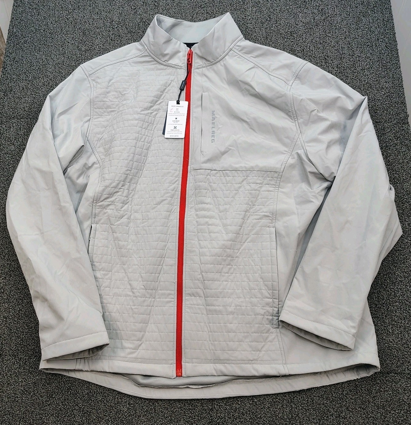 New Maelreg Men\'s Size XL Performance Softshell Jacket Fleece Lined Zip-Up Grey New Maelreg Men\'s Size XL Performance Softshell Jacket Fleece Lined Zip-Up Grey