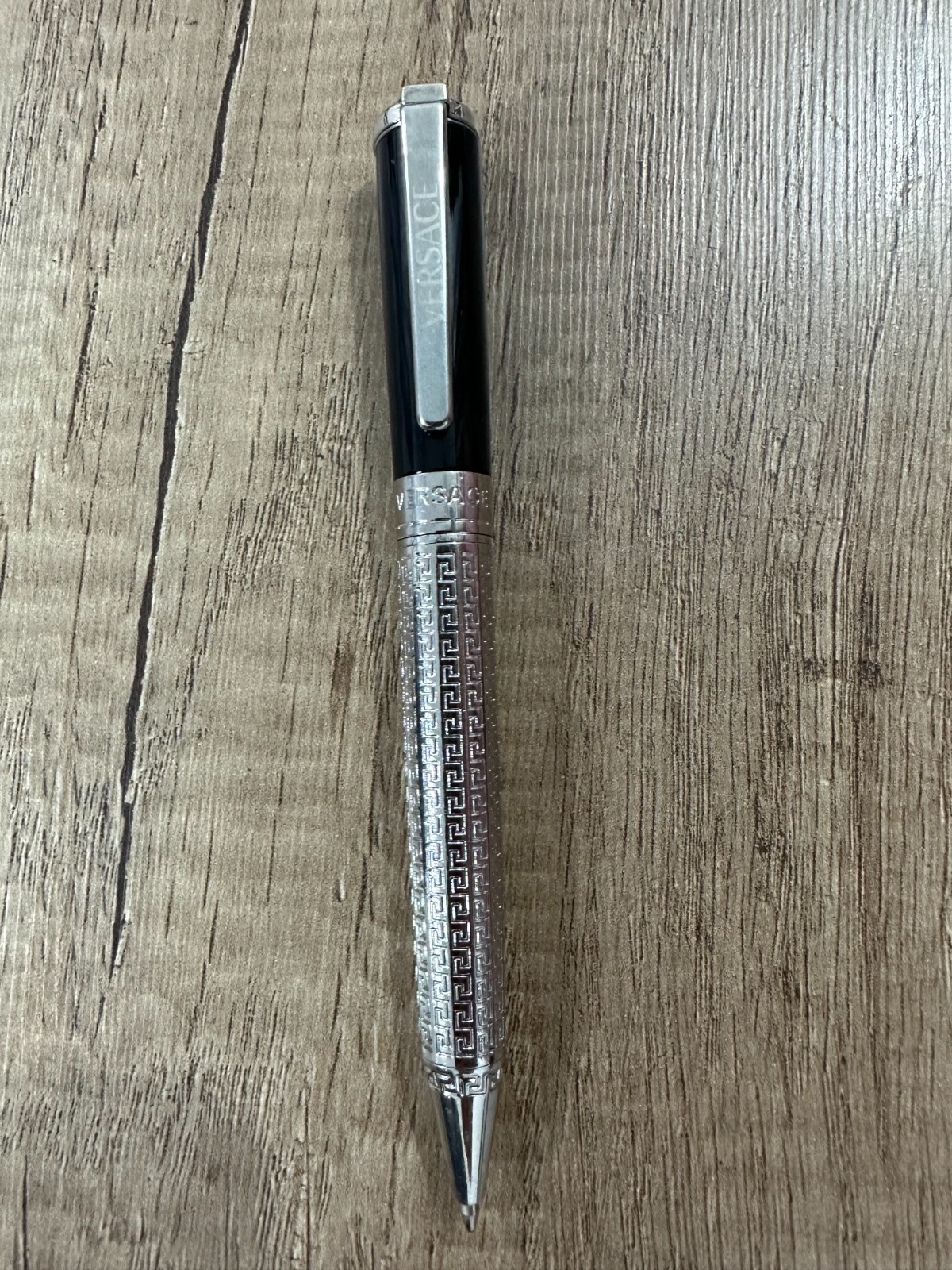 Versace Luxury Ballpoint Pen - Silver Greca Key Pattern & Medusa Cap