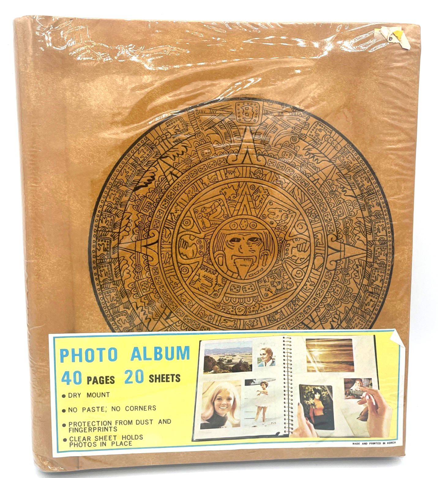 Vintage 1970s Aztec Style Mesoamerican Spiral Photo Album 40 Pages Korea Sealed