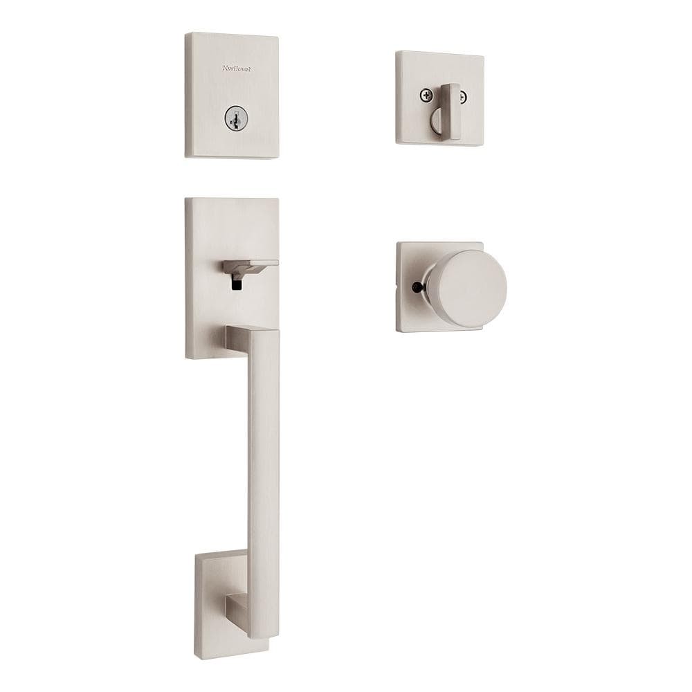 Kwikset San Clemente Low Profile Handleset w/Square Knob in Nickel