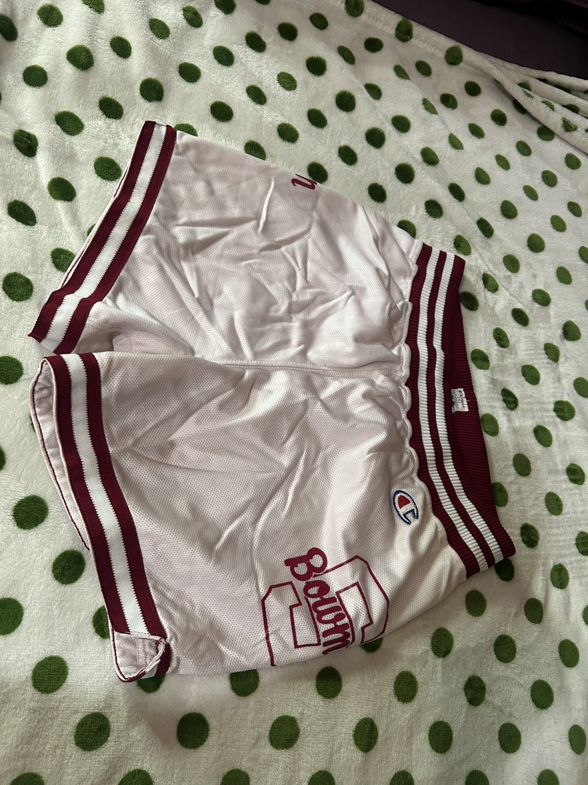 Vintage Champion Bowmen Basketball Shorts Men\'s Cream Size 34 Athletic Mesh