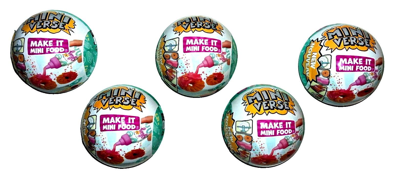 MGA's Mini Verse Make It Mini Food Cafe Series 3 Lot of 5 Balls Set New