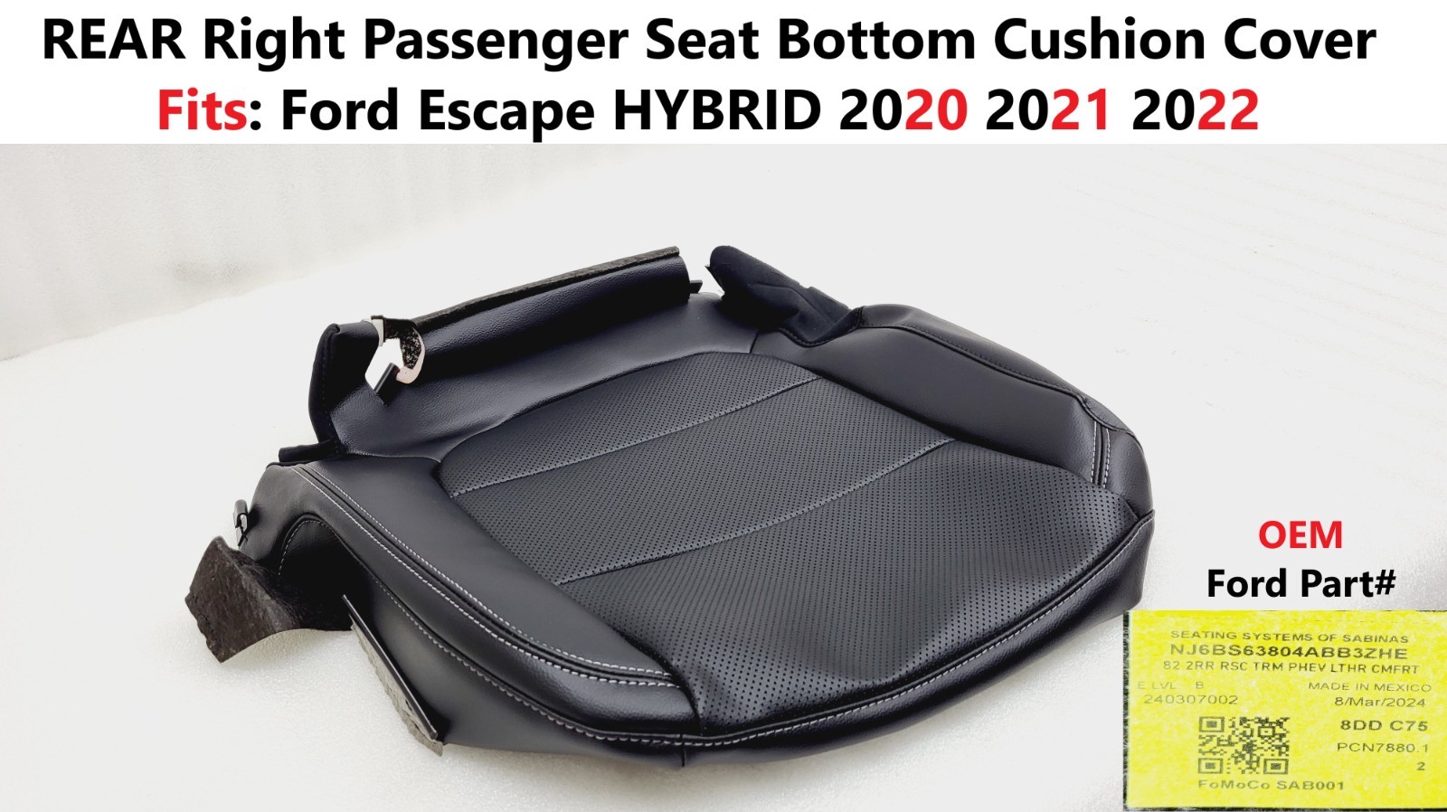 OEM 2020-2022 Ford Escape Rear Right Passenger Lower Seat Cover NJ6Z7863804AC