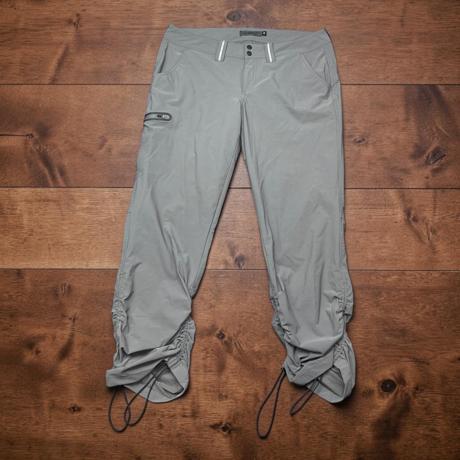 Vintage Gramicci Womens Grey Technical Hiking Pants Ruched Bungee Hem Size 10