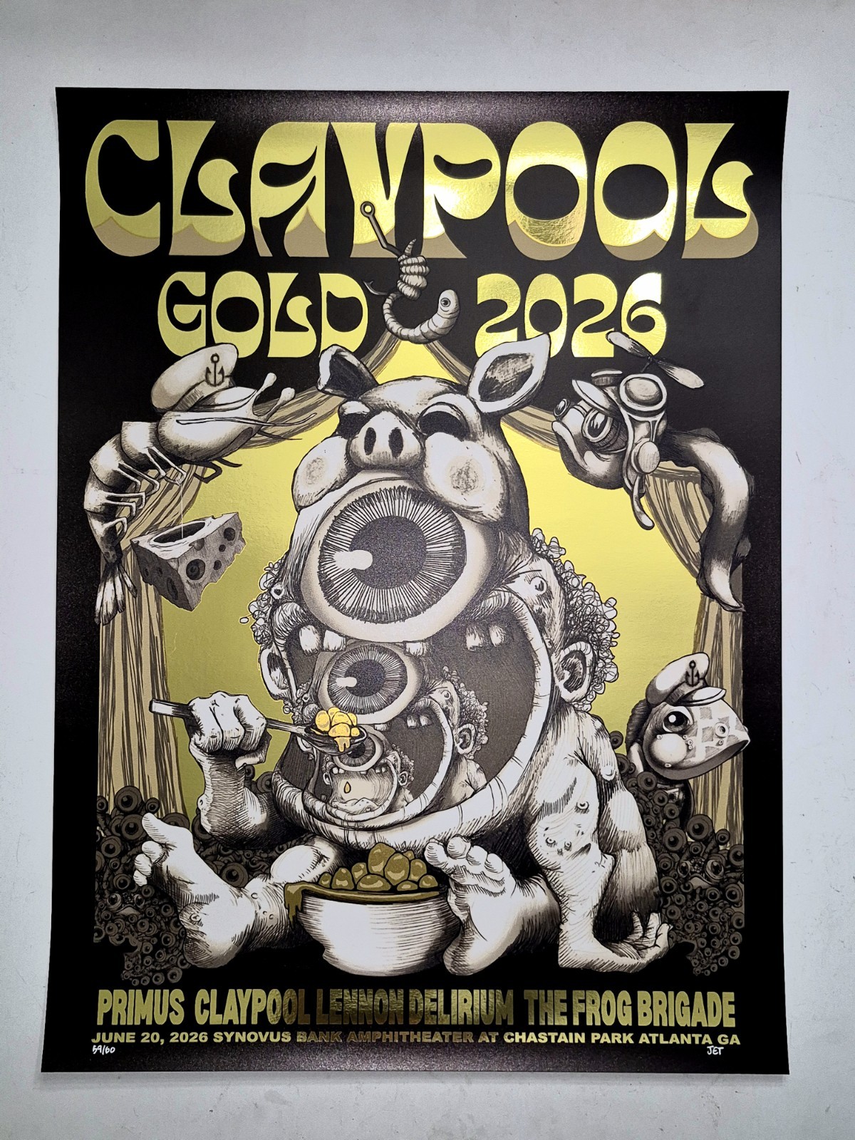 Les Claypool Gold ATLANTA Poster GOLD FOIL #/60 OFFICIAL PRINT Primus 2026 