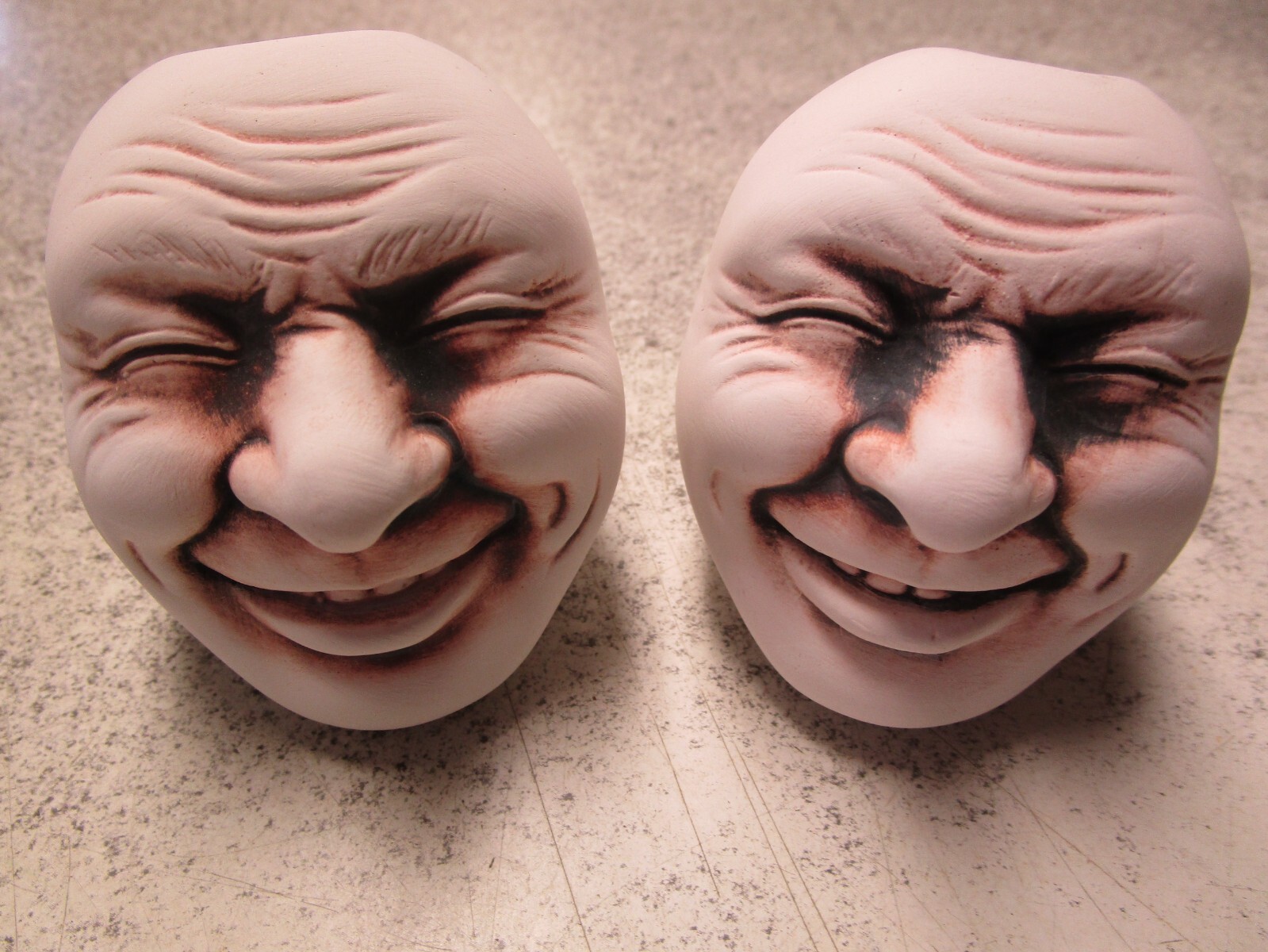 VTG 90\'s NOS Creepy Faces Head scary philippines pottery clay craft bottle pots