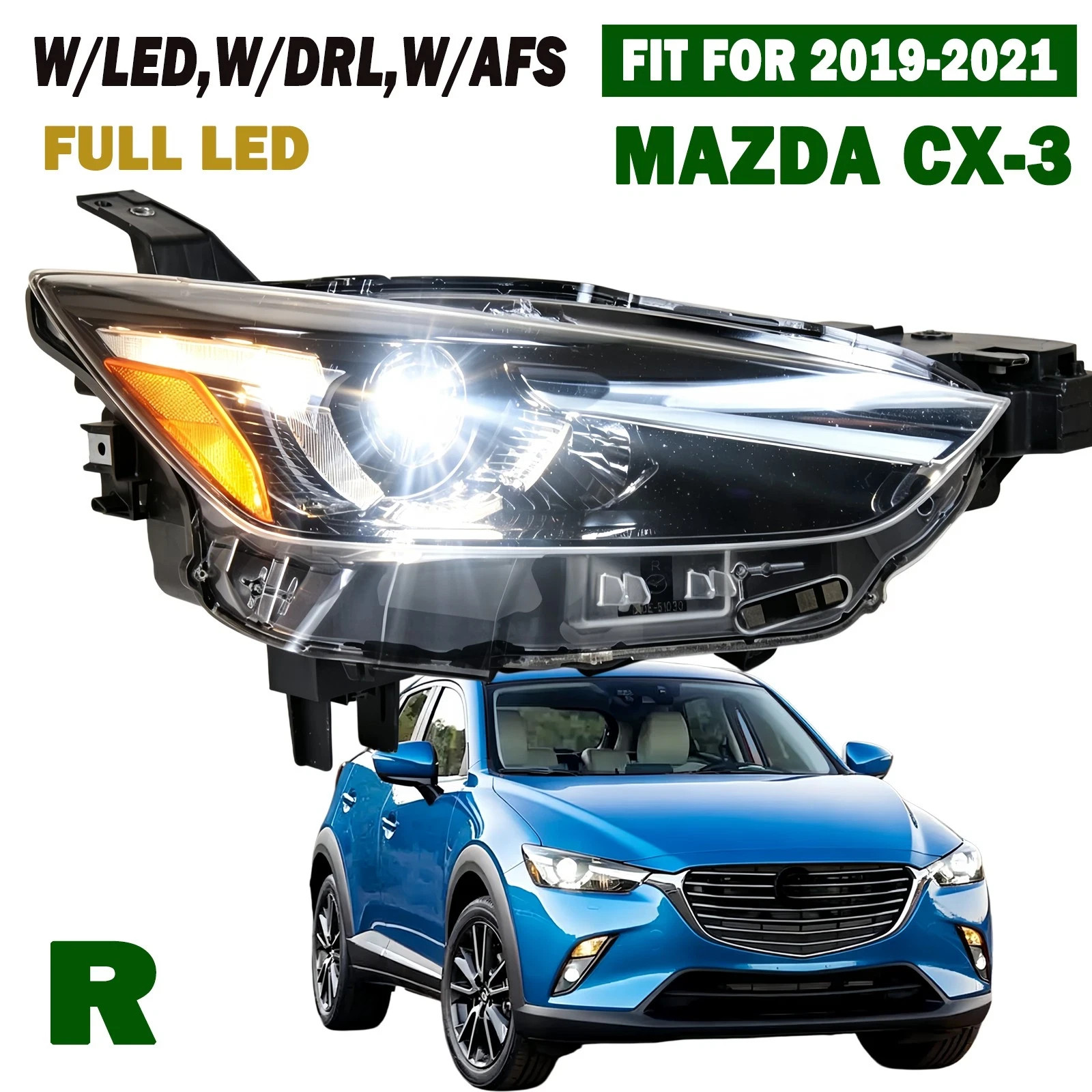 Fit 2019-2021 Mazda CX-3 Right AFS Full LED Headlight DH5C-51030 OE style