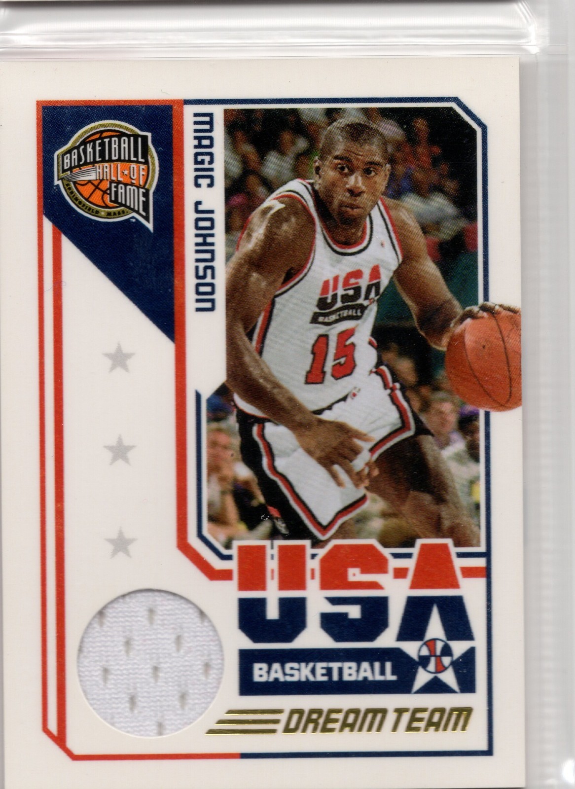 2009-10 Panini Hall of Fame Dream Team Game Threads 2 Magic Johnson USA 128/750