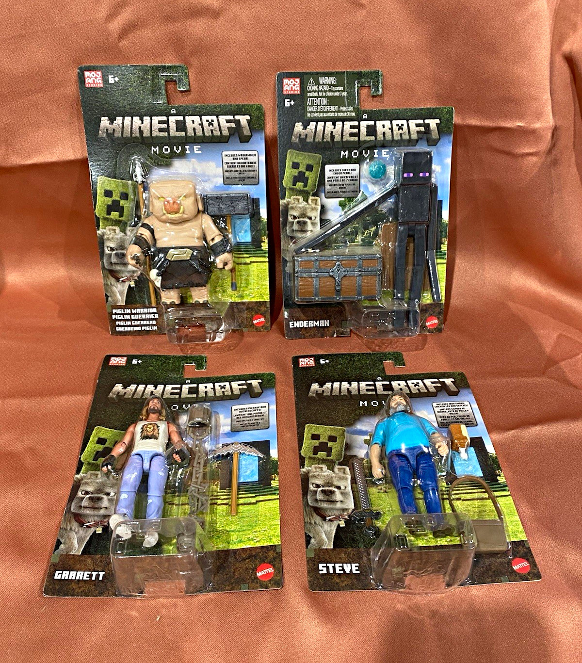 Mattel Minecraft Movie Figures Lot 4 Steve Enderman Garrett w/Accessories Mattel Minecraft Movie Figures Lot 4 Steve Enderman Garrett w/Accessories