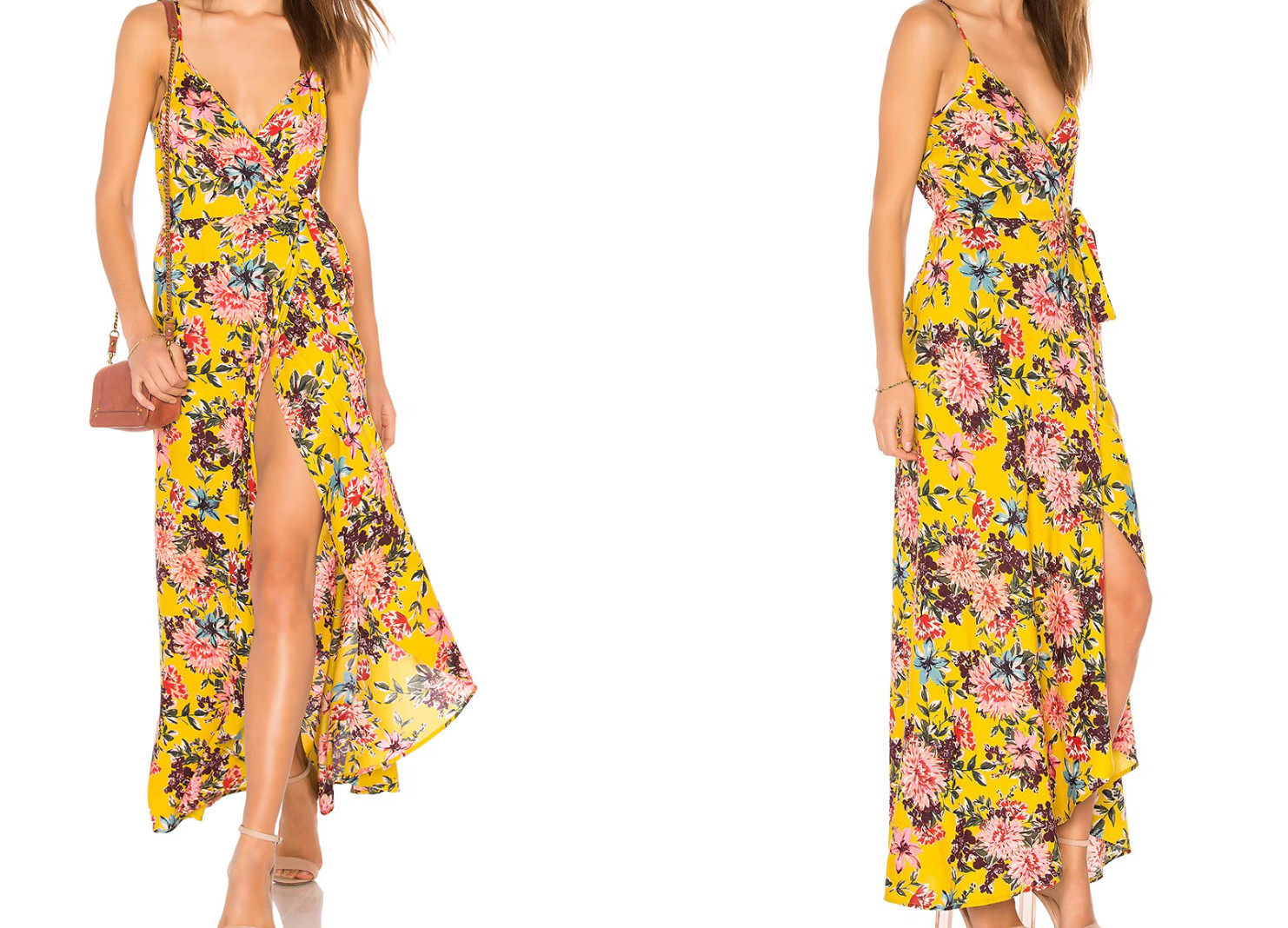 Band of Gypsies  Chrysanthemum Wrap Dress floral pattern size small boho yellow