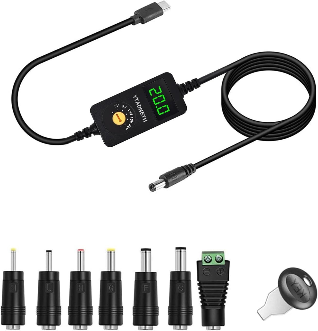 Universal USB C to DC Adapter, Barrel PD Trigger Cable, USB-C to DC 5V 9V 12V 15 Universal USB C to DC Adapter, Barrel PD Trigger Cable, USB-C to DC 5V 9V 12V 15