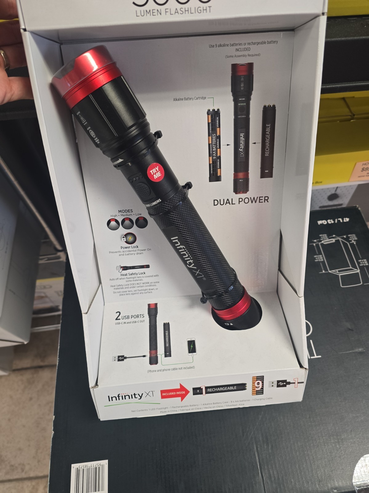 Infinity X1 5000 Lumens Flashlight Rechargeable Dual Power Twist Focus 3 Mode