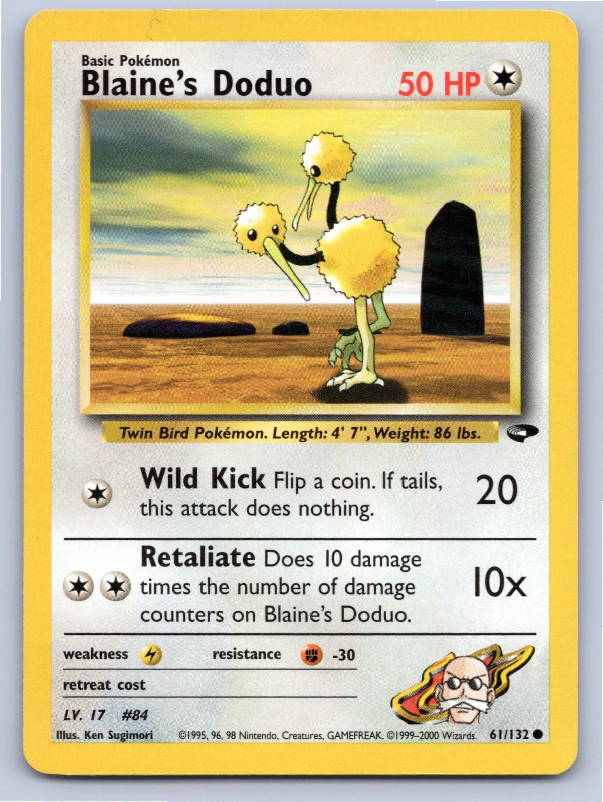 2000 POKEMON BLAINE\'S DODUO GYM CHALLENGE 61/132 UNLIMITED C NM A90759 FREE S&H 2000 POKEMON BLAINE\'S DODUO GYM CHALLENGE 61/132 UNLIMITED C NM A90759 FREE S&H