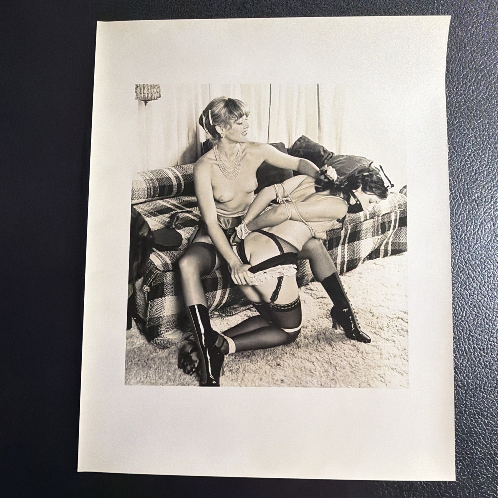 Vintage 11x14 Pinup Fashion Stage Bondage B&W Photo Vintage 11x14 Pinup Fashion Stage Bondage B&W Photo