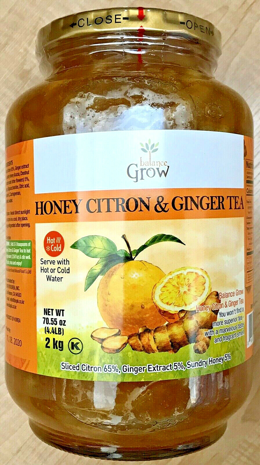 Balance Grow Honey Citron Ginger Tea/Jam, Hot or Cold, 70.55 oz (4.4 lbs) Balance Grow Honey Citron Ginger Tea/Jam, Hot or Cold, 70.55 oz (4.4 lbs)