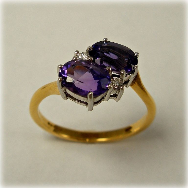 2.10 Ct Oval Cut Natural Amethyst Diamond Wedding Ring 14K Yellow Gold Size 7