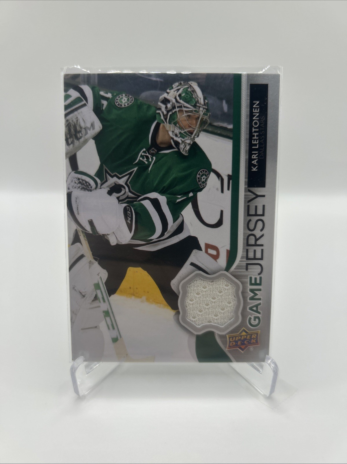 Kari Lehtonen 2014-15 Upper Deck Series One Game Used Jersey Card #GJ-KL Kari Lehtonen 2014-15 Upper Deck Series One Game Used Jersey Card #GJ-KL