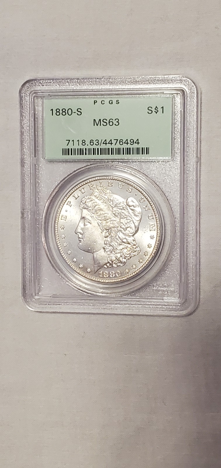 1880 S Morgan Silver Dollar PCGS MS 63 Bright Mirror Luster