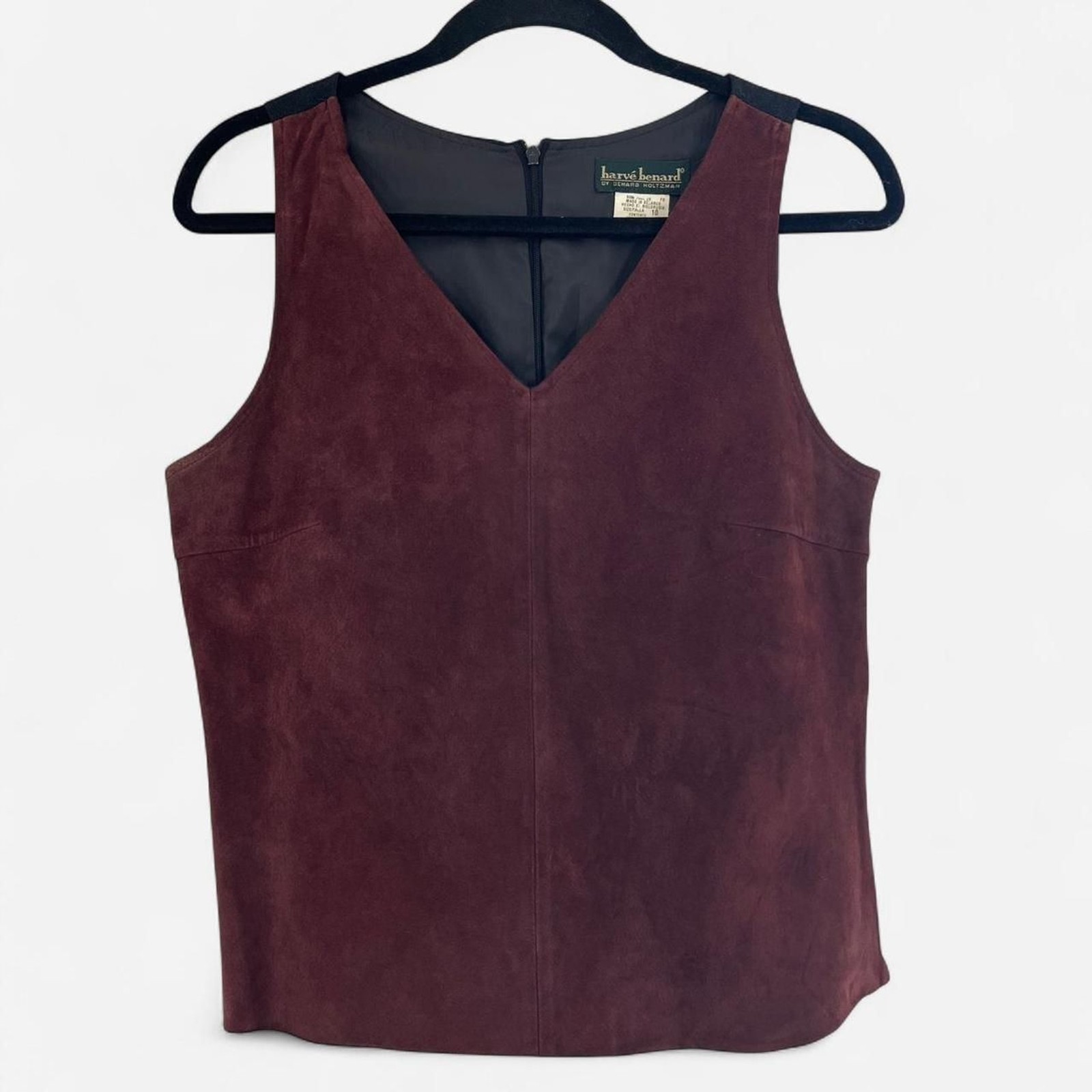 Vintage Harvé Benard Burgundy Suede Wool Zip Back Tank Top Size 10 Vintage Harvé Benard Burgundy Suede Wool Zip Back Tank Top Size 10