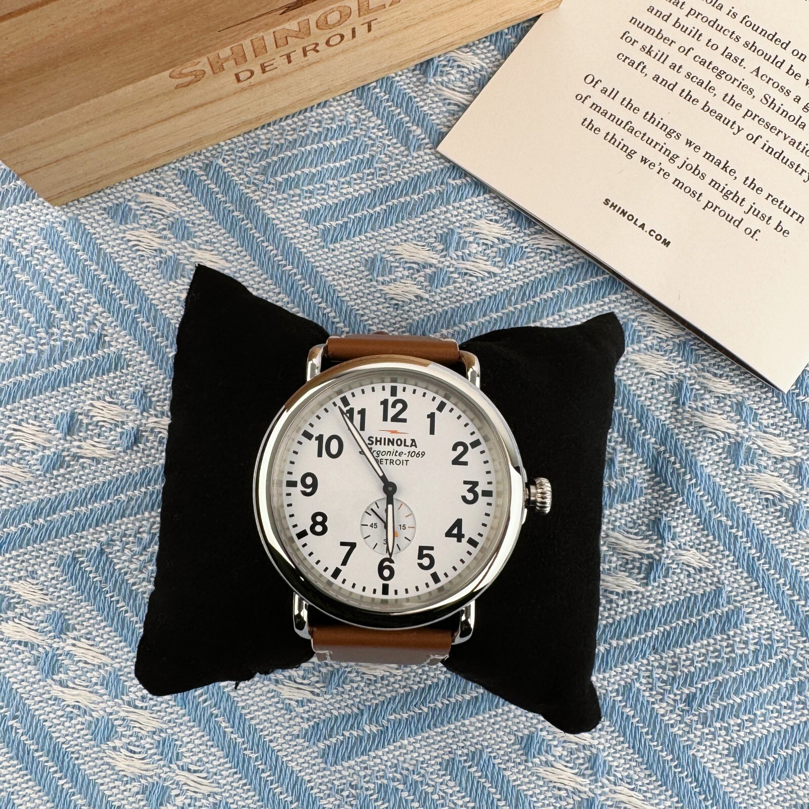 New Shinola The Runwell White Dial Tan Leather Strap Quartz Men's Watch 47mm New Shinola The Runwell White Dial Tan Leather Strap Quartz Men's Watch 47mm