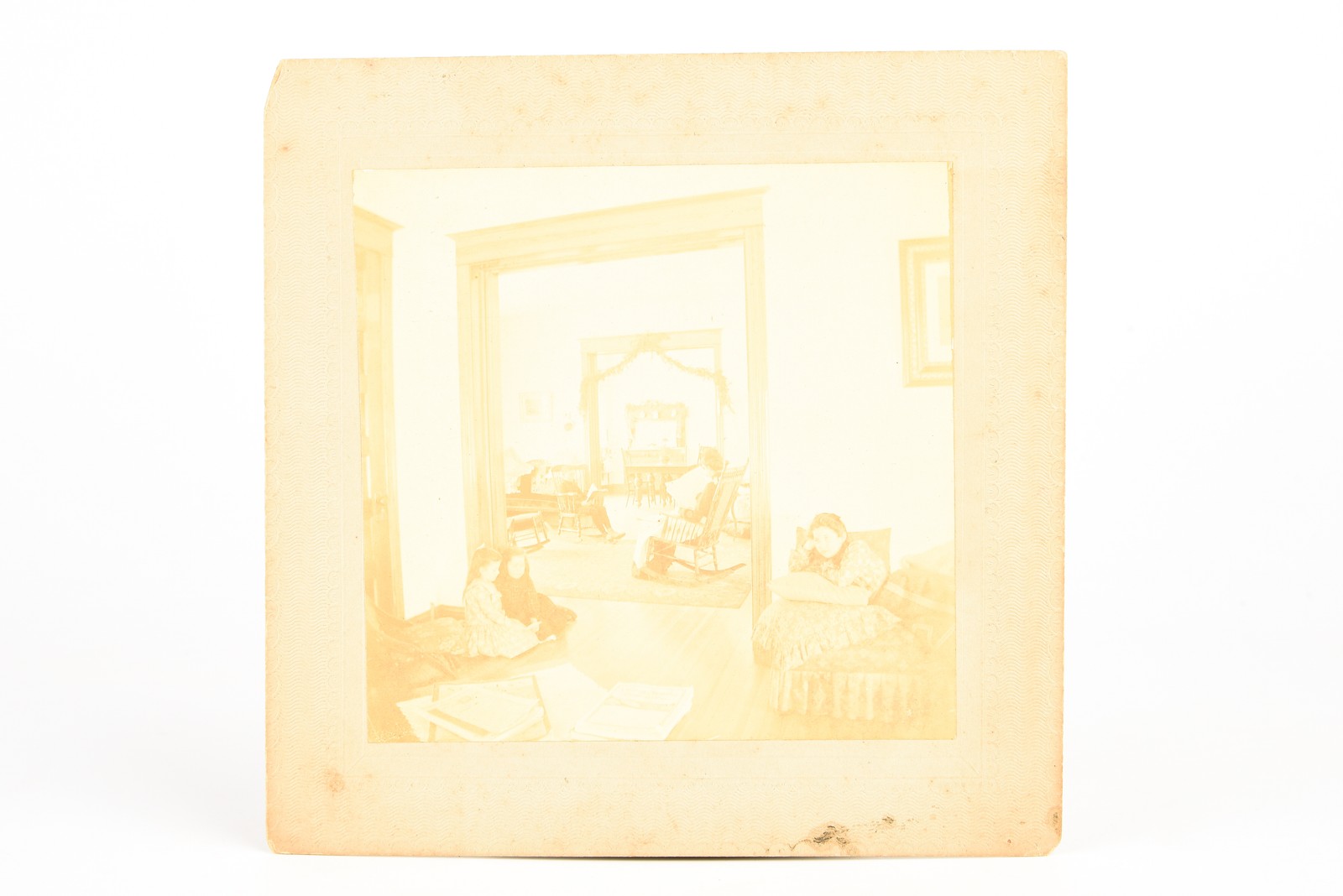 1902 Mounted Albumen Print 5½ x5½\'\' - Harriett, Lucian, & Charlotte in Room V24
