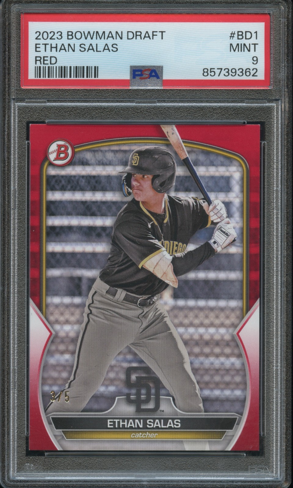 PSA 9 2023 BOWMAN CHROME *** RED *** #BDC1 ETHAN SALAS RC serial# 3/5 PSA 9 2023 BOWMAN CHROME *** RED *** #BDC1 ETHAN SALAS RC serial# 3/5