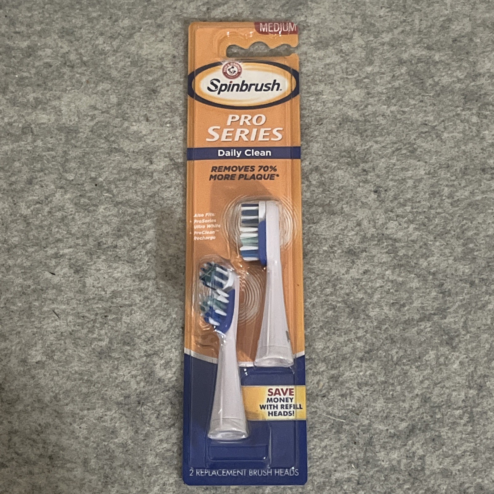 Arm & Hammer Spinbrush Pro Clean Medium Replacement Brush Heads 2 Pack New Arm & Hammer Spinbrush Pro Clean Medium Replacement Brush Heads 2 Pack New