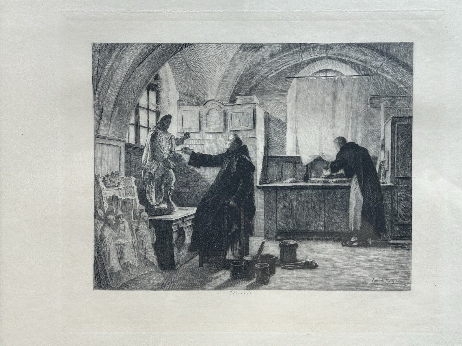 Rare 1886 French Etching “Le Frère Peintre”-Albert Maignan & Lucien Penet Signed