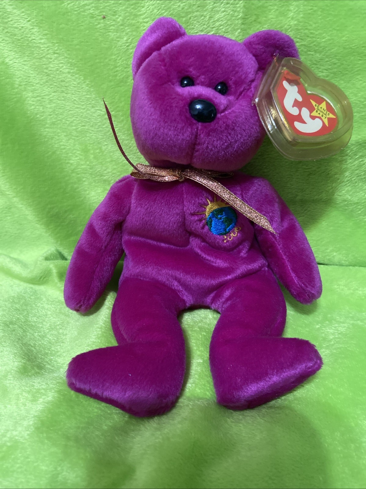 Ty Beanie Babies Millennium Y2K Bear Plush Toy - Purple New With Tags