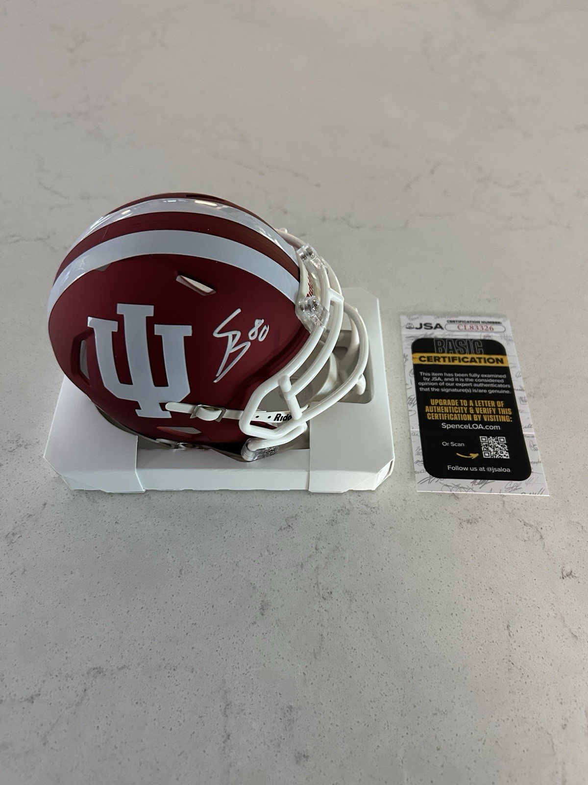 Charlie Becker Autographed Signed Mini Helmet Indiana Hoosiers Football JSA Cert Charlie Becker Autographed Signed Mini Helmet Indiana Hoosiers Football JSA Cert