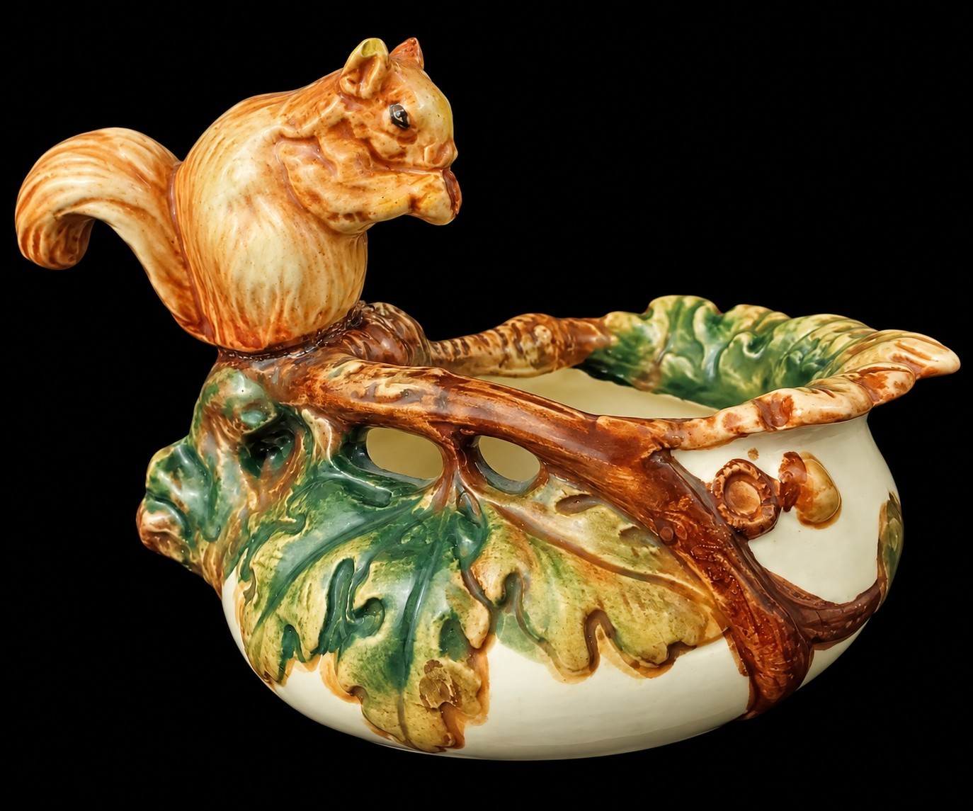 Weller Antique 1920 Woodcrafts Squirrel Nut Bowl Serving Trinket Dish Excellent