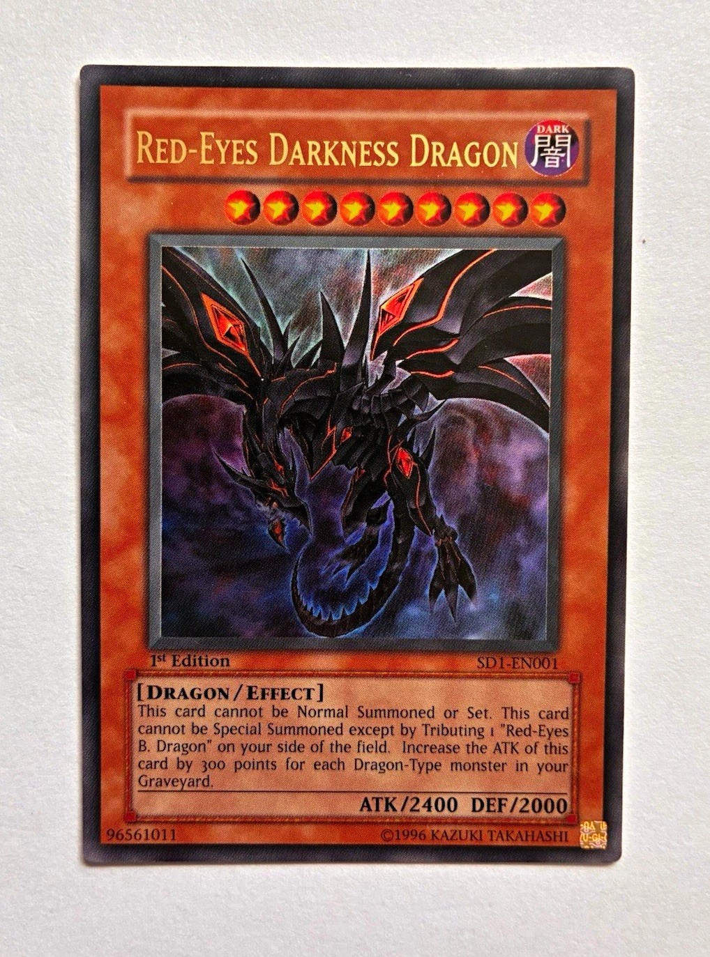 Yu-Gi-Oh Red-Eyes Darkness Dragon SD1-EN001 Ultra Rare 1st Edition NM Yu-Gi-Oh Red-Eyes Darkness Dragon SD1-EN001 Ultra Rare 1st Edition NM