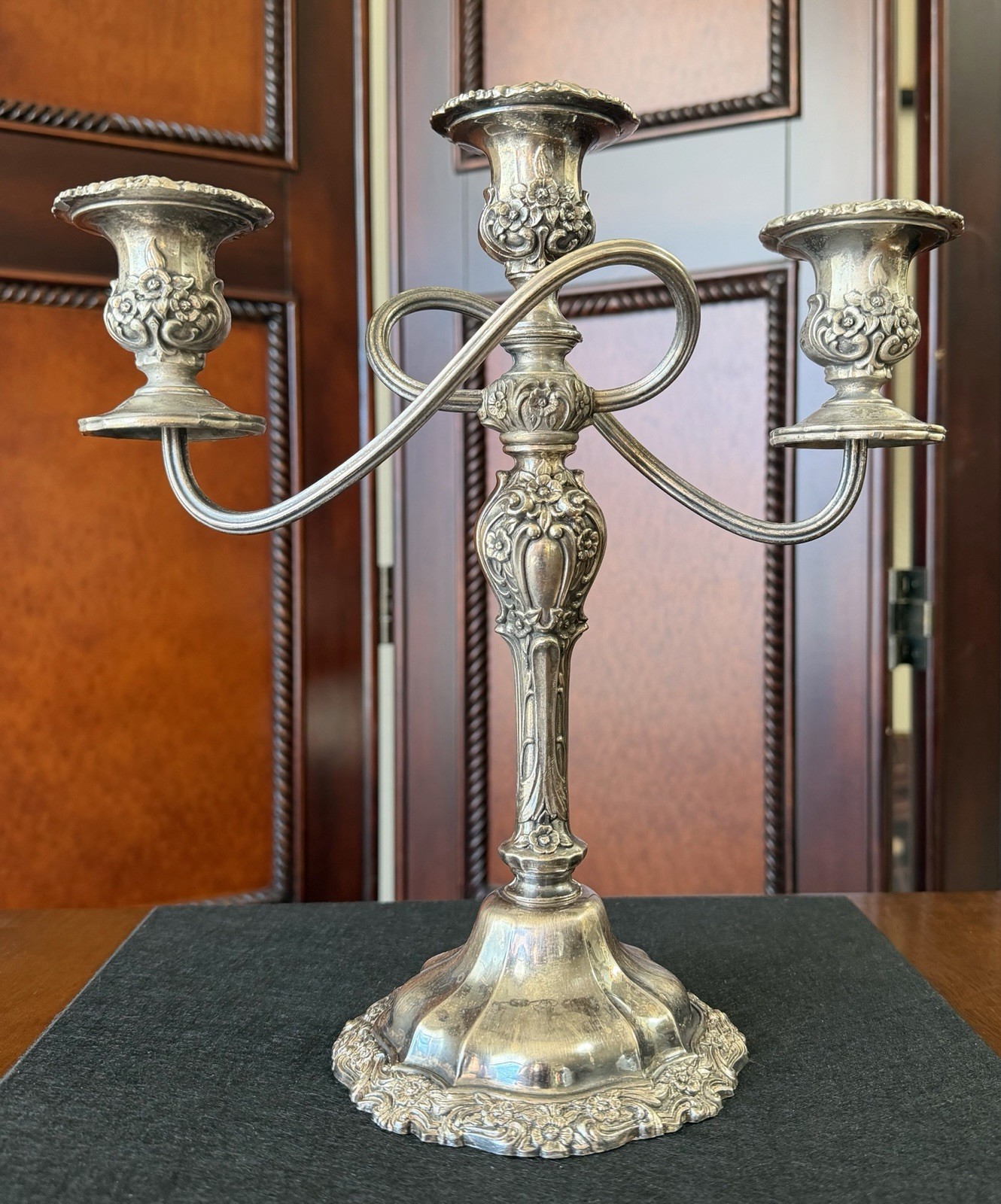 Vintage International Silver Countess silverplate 3 light  11” Tall Candelabra