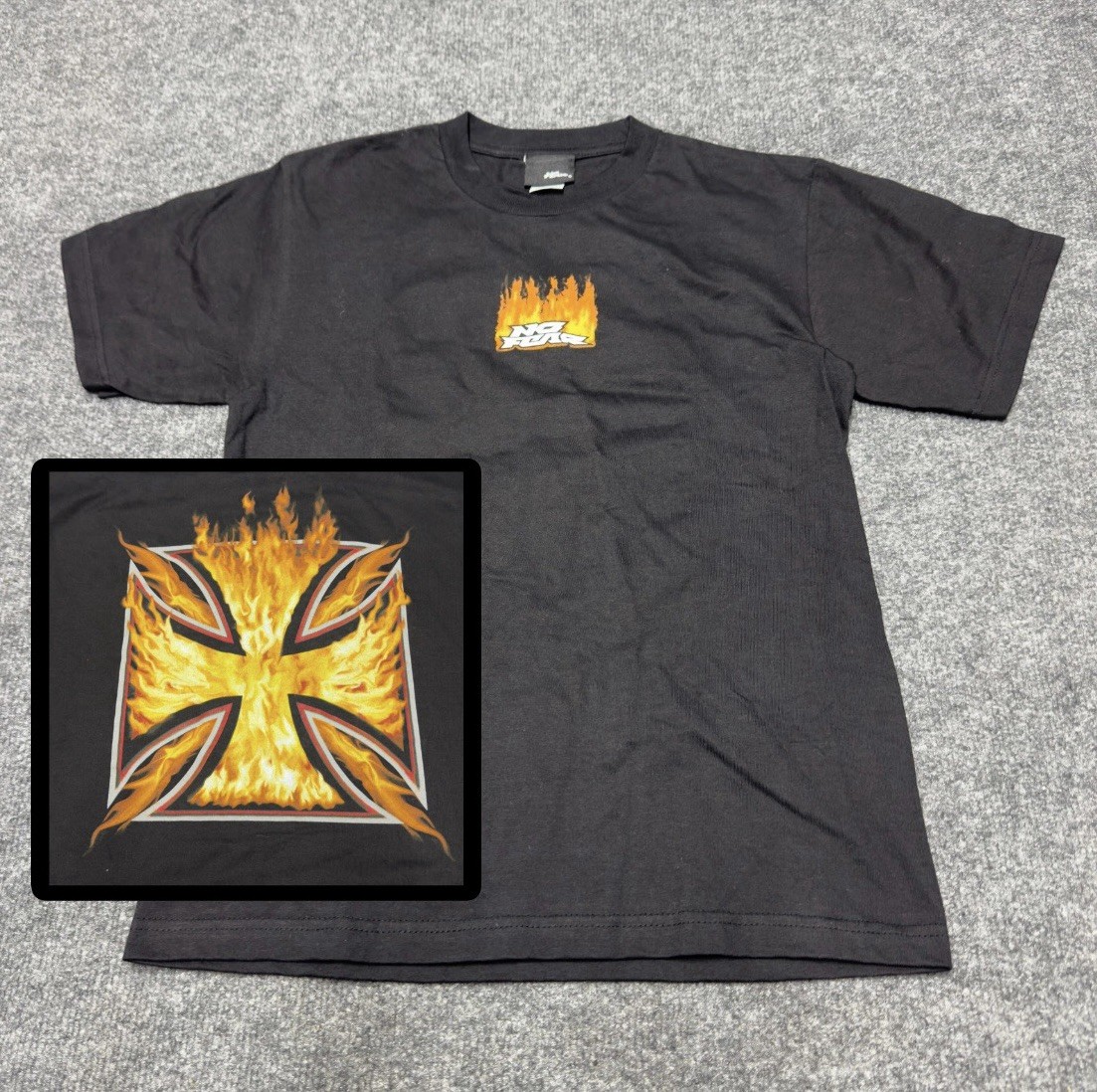 Vintage Y2K No Fear West Coast Choppers Flames Shirt Youth Medium Black Baby Tee