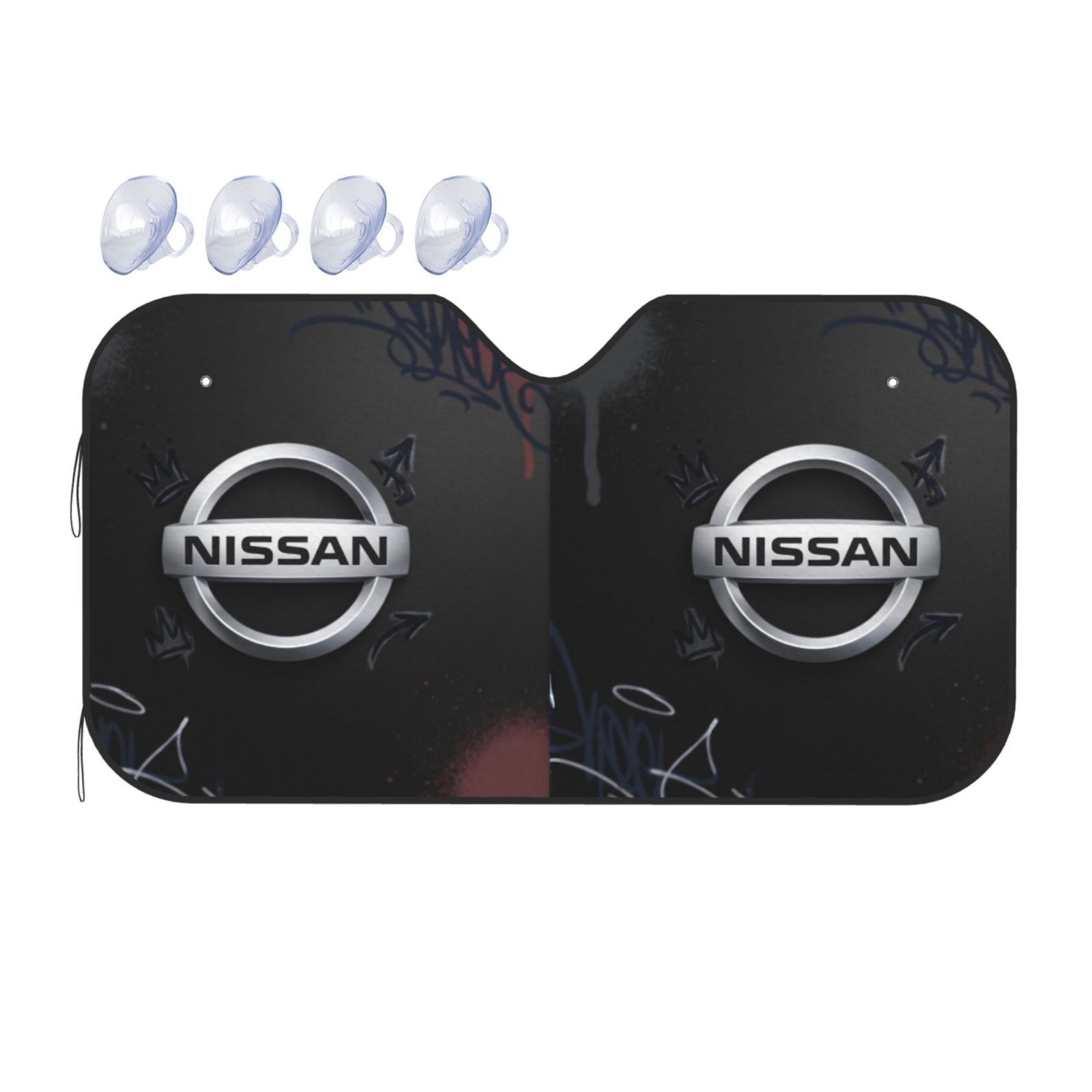 NISSAN Car Size M Windshield Front Window Sun Shade Cover Visor UV Black