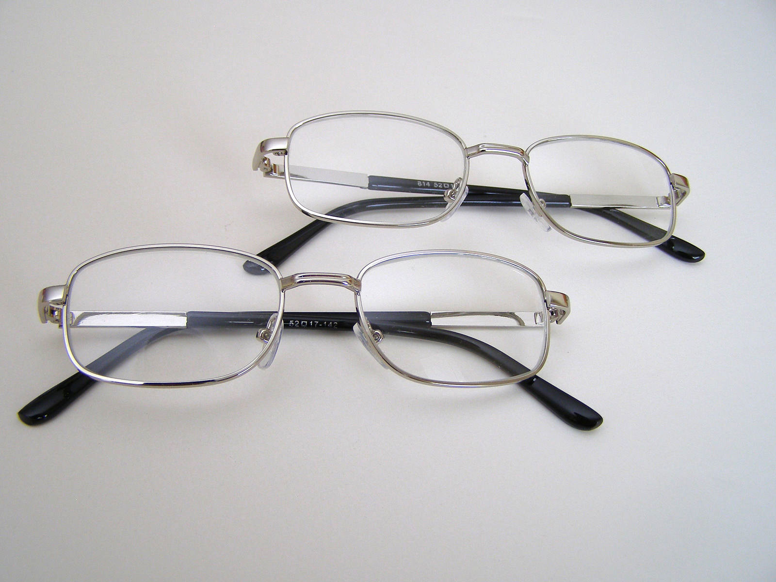 Silver Color Frame,  Real Glass Lens Reading Glasses Two Pairs  +1.00