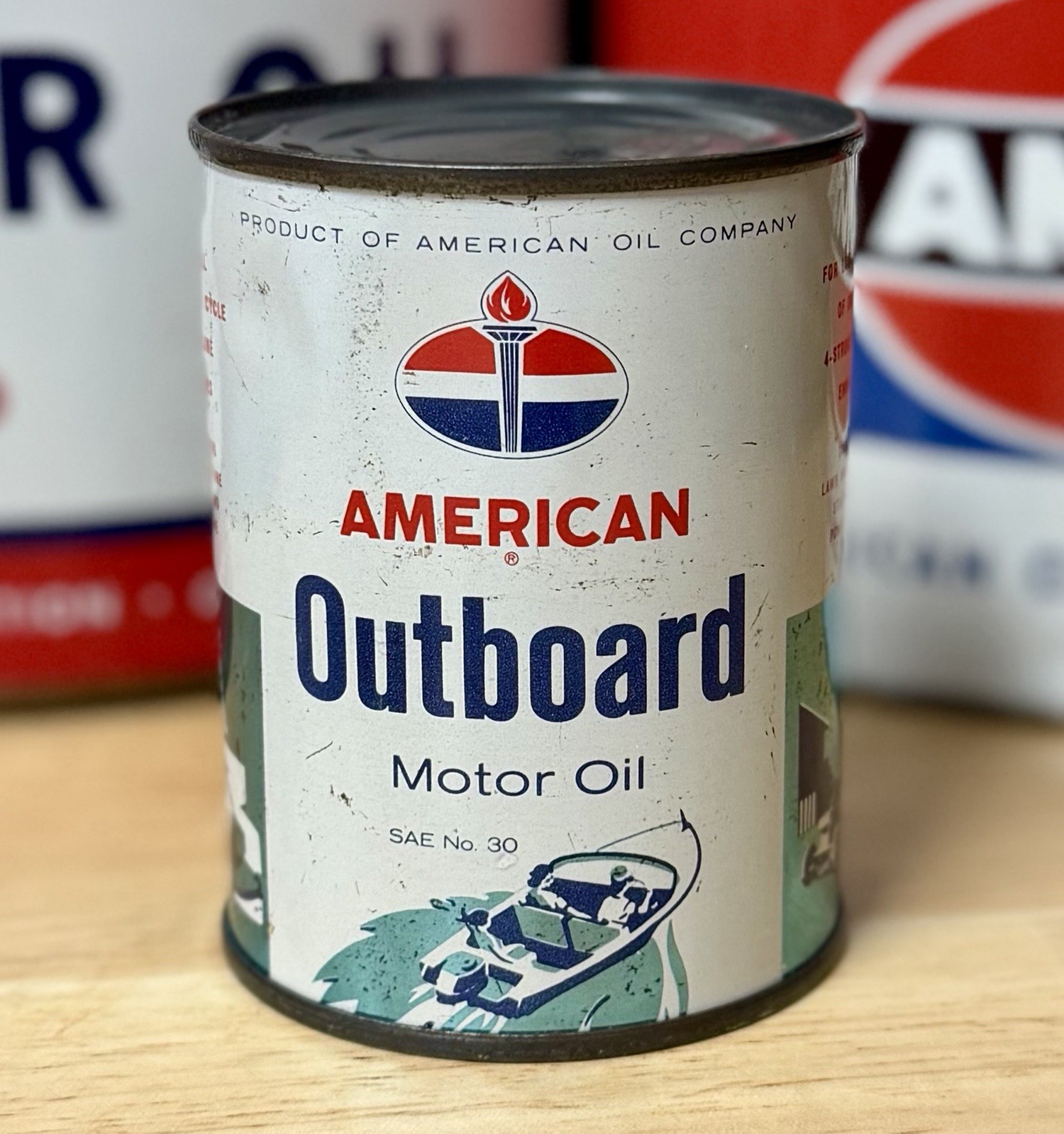 Rare Vintage NOS American Outboard Motor Oil Can 8oz FULL Rare Vintage NOS American Outboard Motor Oil Can 8oz FULL