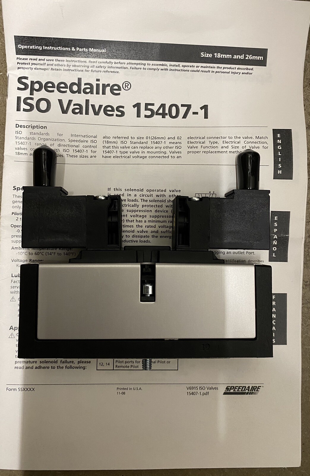 (NEW) SPEEDAIRE 3FFV3 Solenoid Air Control,15407-1,120VAC (NEW) SPEEDAIRE 3FFV3 Solenoid Air Control,15407-1,120VAC
