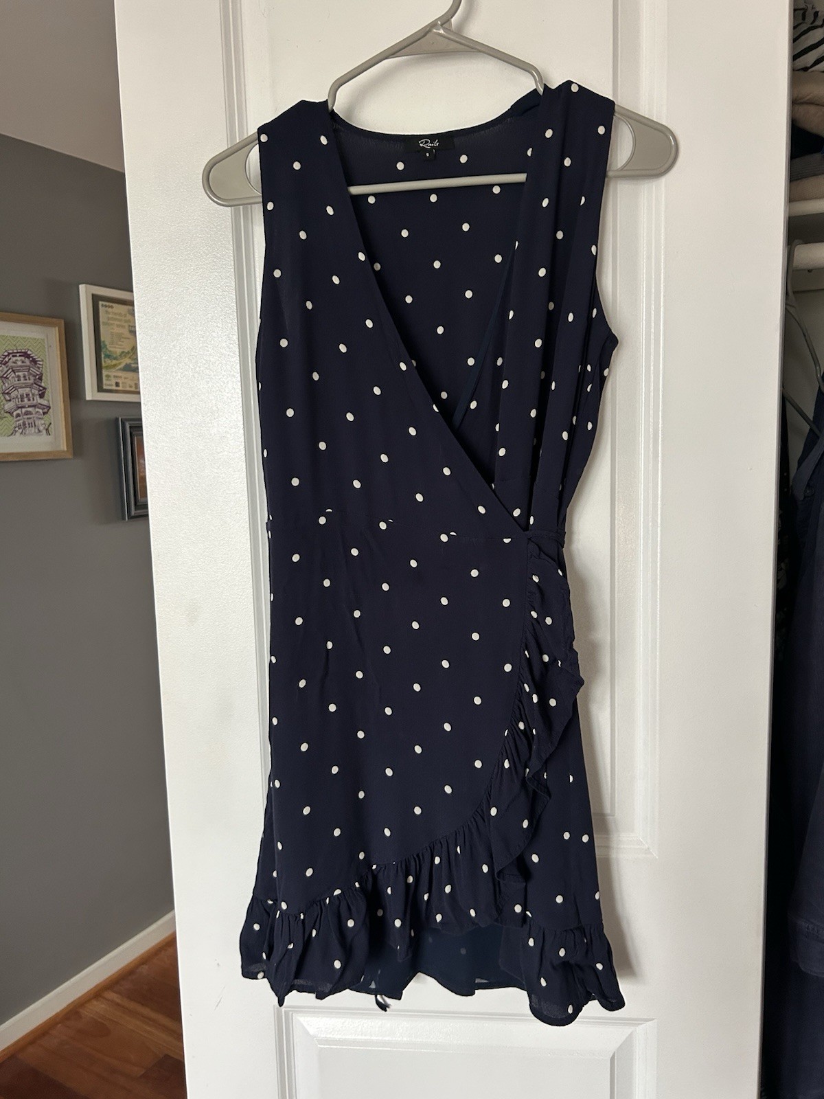 Rails Madison Wrap Dress Size Small Navy Blue Polka Dot Sleeveless Rails Madison Wrap Dress Size Small Navy Blue Polka Dot Sleeveless