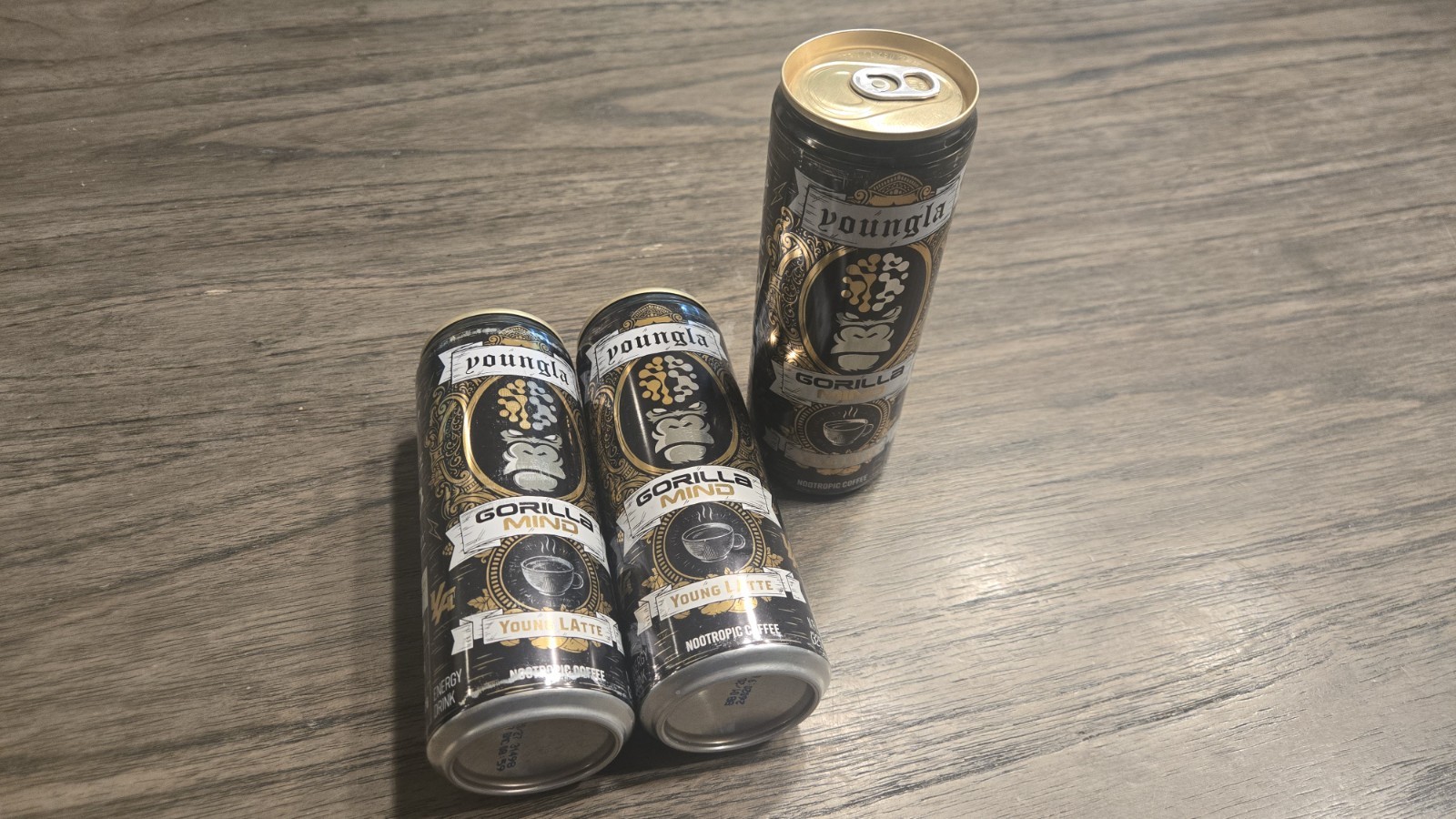 Youngla Gorilla Mind Nootropic Coffee  Latte 11 fl oz 140mg (3) Cans