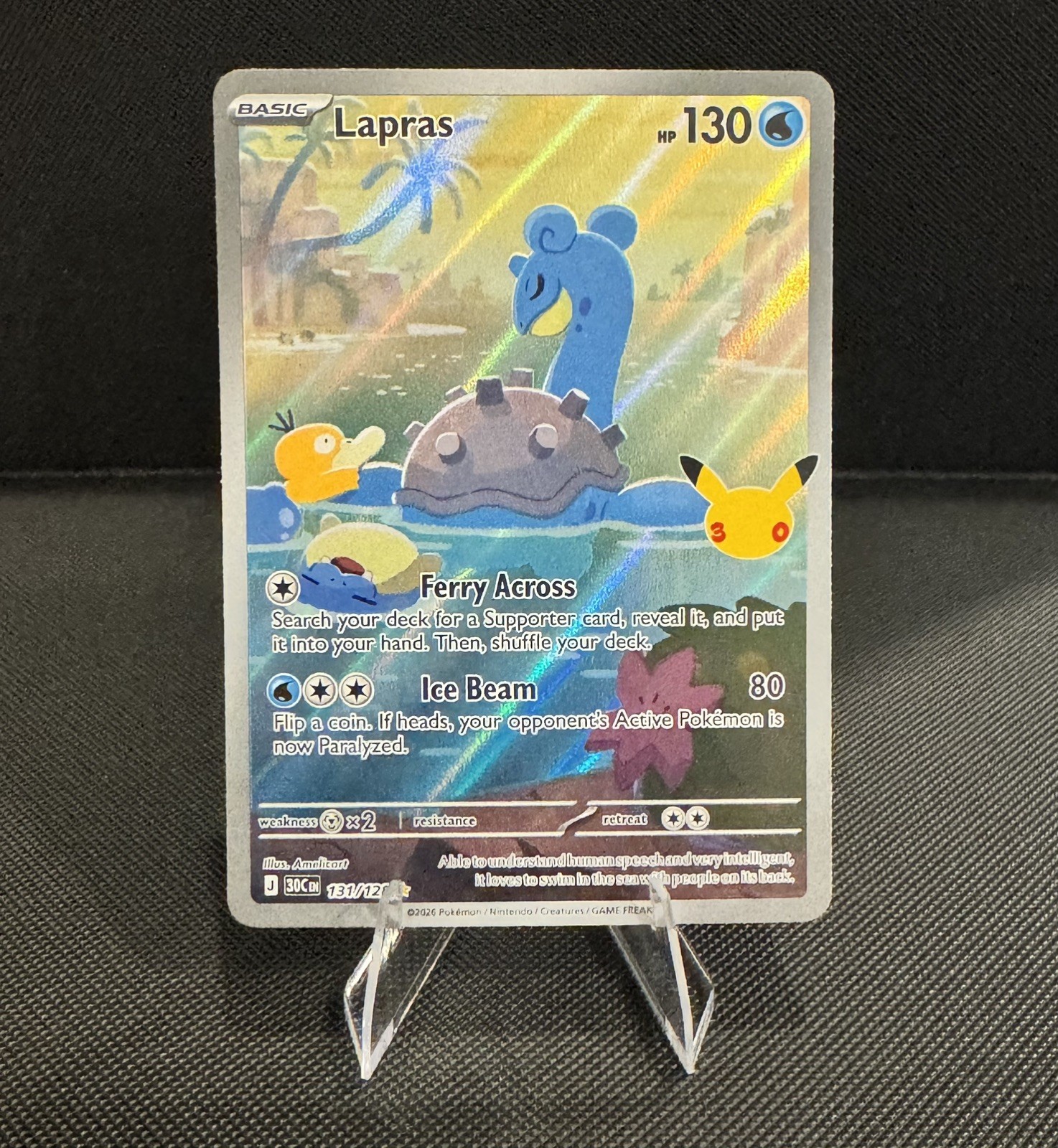 Lapras 131/128 Illustration Rare Holo 30th Celebration Pokemon TCG NM/M Lapras 131/128 Illustration Rare Holo 30th Celebration Pokemon TCG NM/M