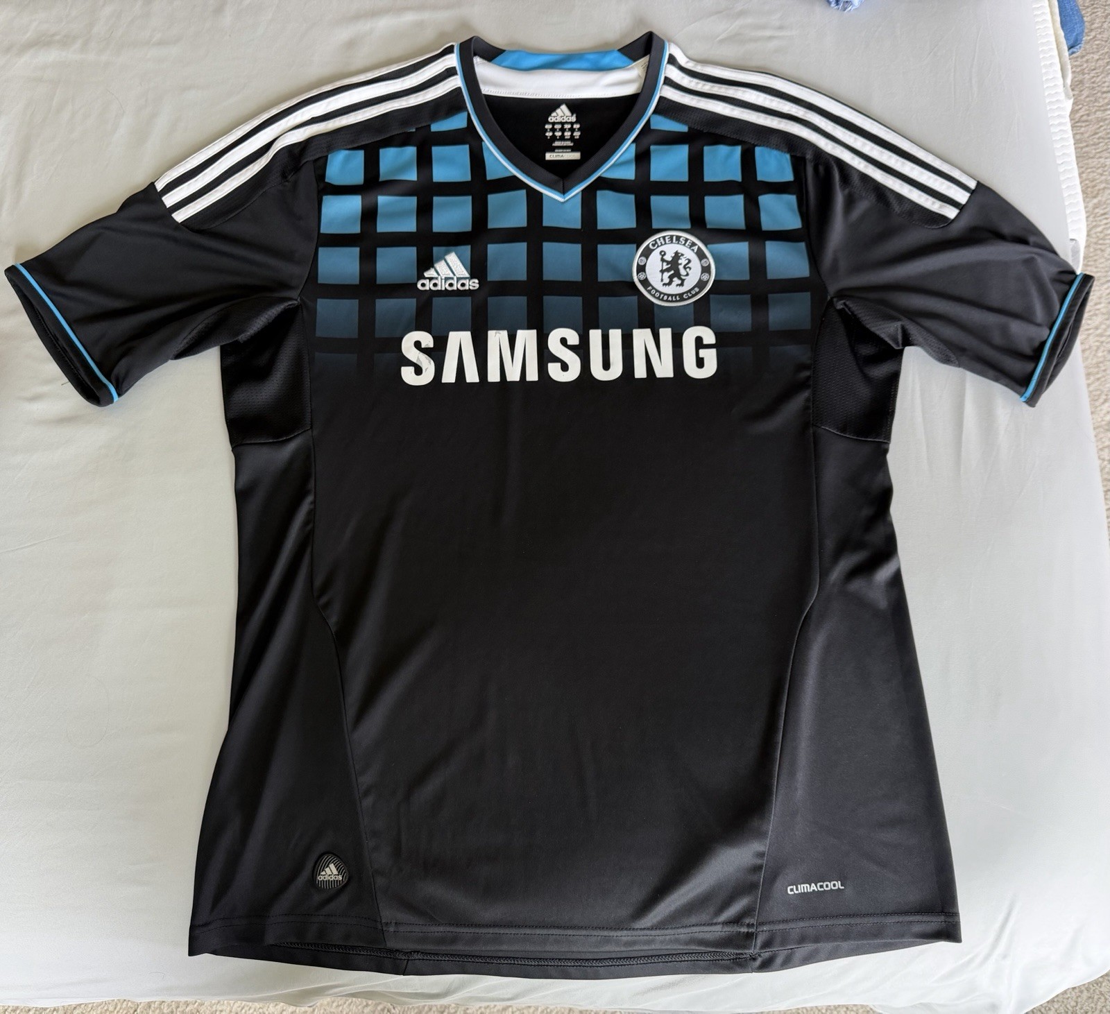 Adidas Chelsea FC 2011-12 Away Jersey Mens Large Black Blue Samsung V13911