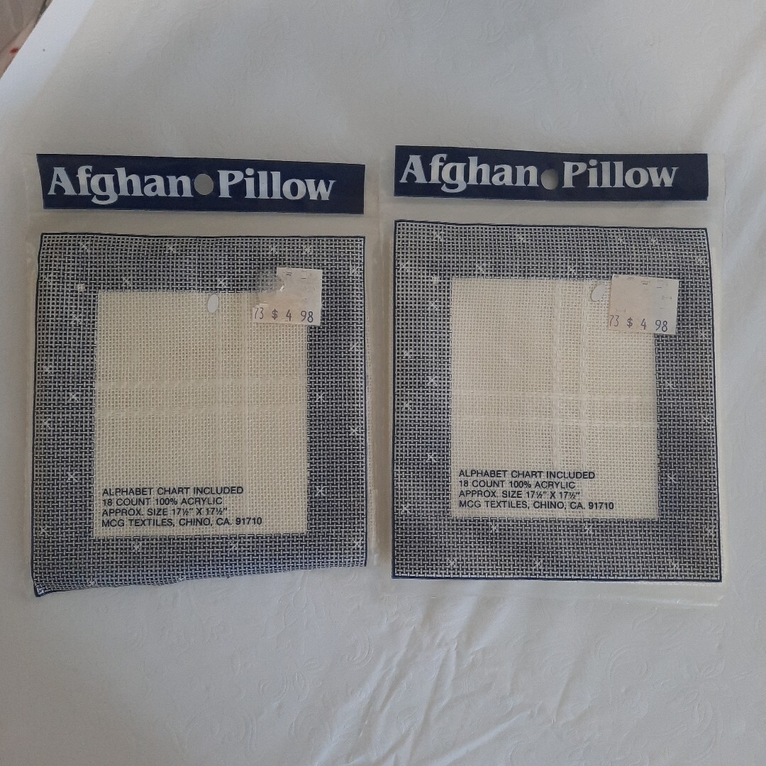 Afghan Pillow Cross Stitch Fabric 18 Count 100% Acrylic 17.5 x 17.5 Inches