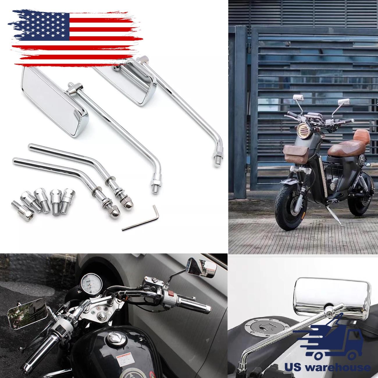 Fit Suzuki Boulevard C109 C50 C90 M90 M50 M109 S40 Chrome Motorcycle Mirror 10MM