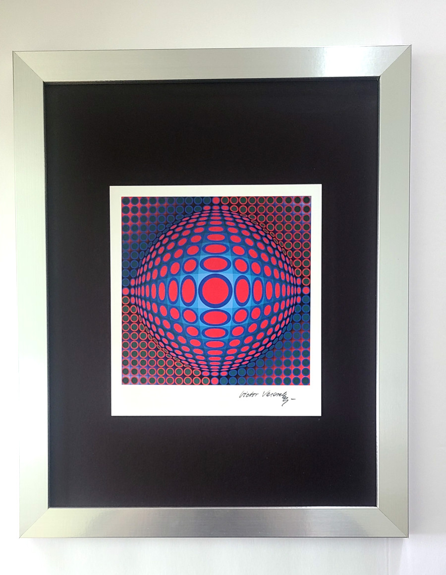 🔥 VICTOR VASARELY + SIGNED GEOMETRIC PRINT FROM 1970 + NEW FRAME 🔥 VICTOR VASARELY + SIGNED GEOMETRIC PRINT FROM 1970 + NEW FRAME