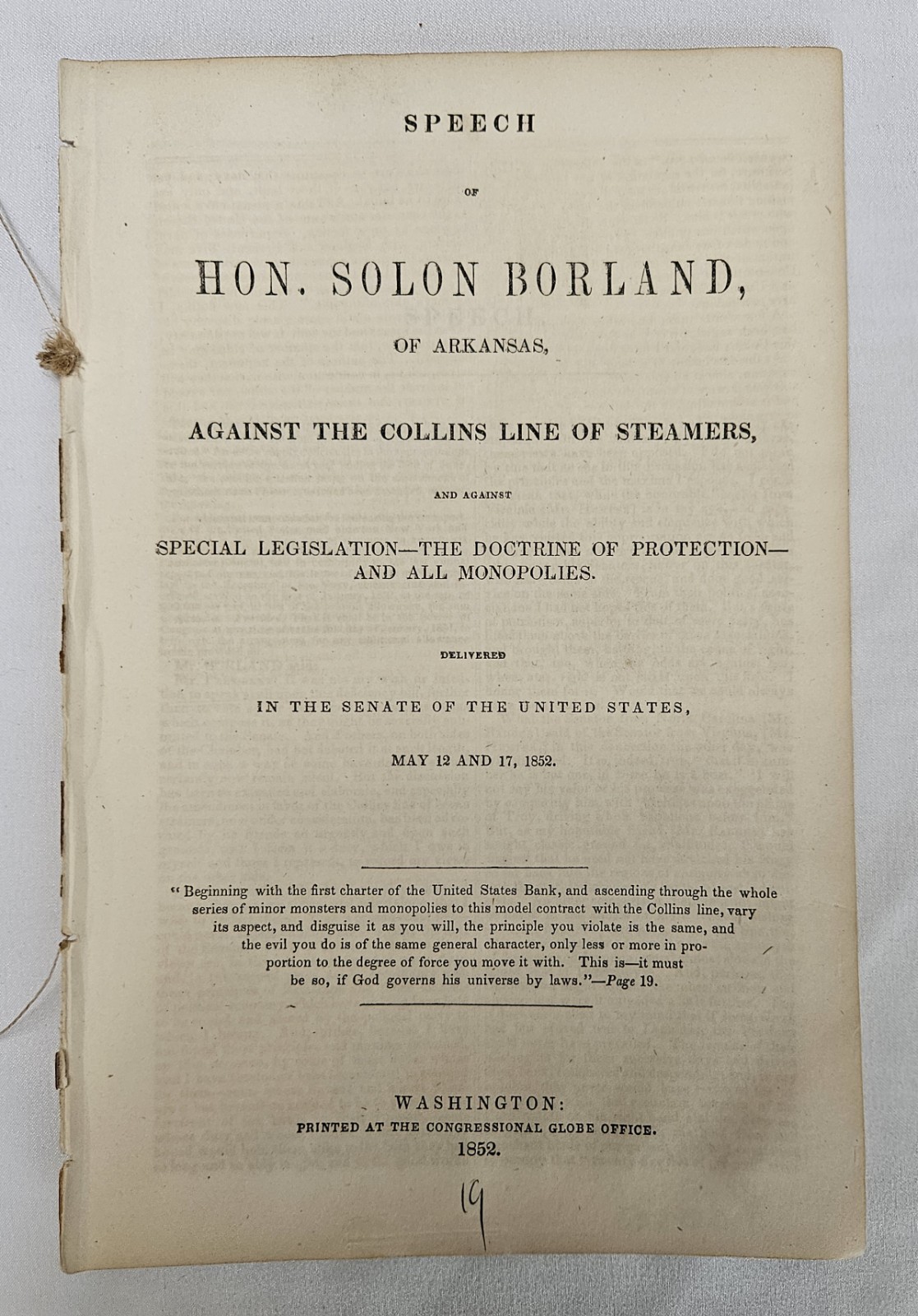 1851-52 E.K. Collins Line Steamship Congressional Debate Pamphlets Lot 6