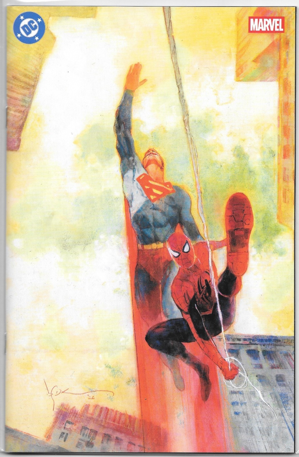 SUPERMAN SPIDER-MAN #1 BILL SIENKIEWICZ VIRGIN VARIANT COVER RARE DC MARVEL NM